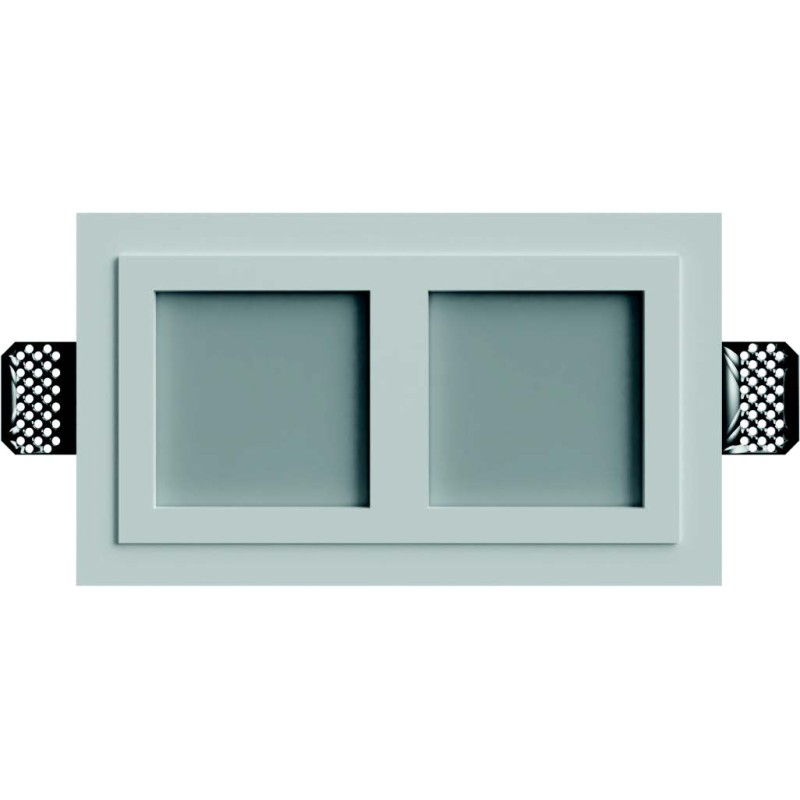 GESSO PER DOPPIO FARETTO QUADRATO CON VETRINO DOTATO DI ALETTE PER IL FISSAGGIO SPESSE 2mm. 110X210X110mm