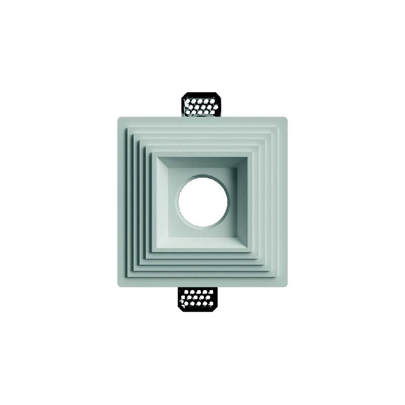 GESSO QUADRAO SCALATO AD INCASSO DOTATO DI ALETTE PER IL FISSAGGIO SPESSE 2mm. d160mm h85mm