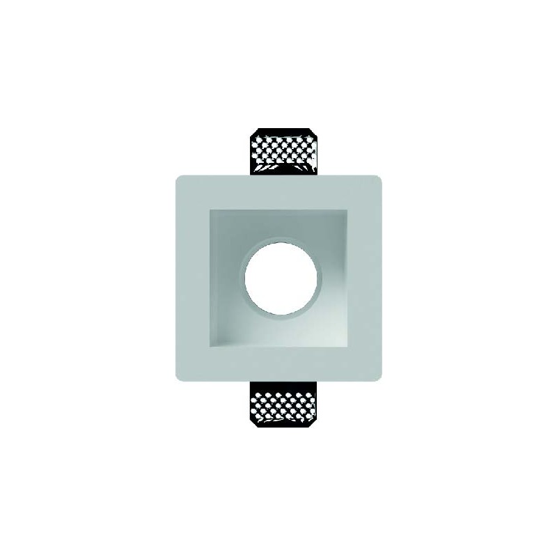 GESSO QUADRATO AD INCASSO DOTATO DI ALETTE PER IL FISSAGGIO SPESSE 2mm. d120mm h110mm