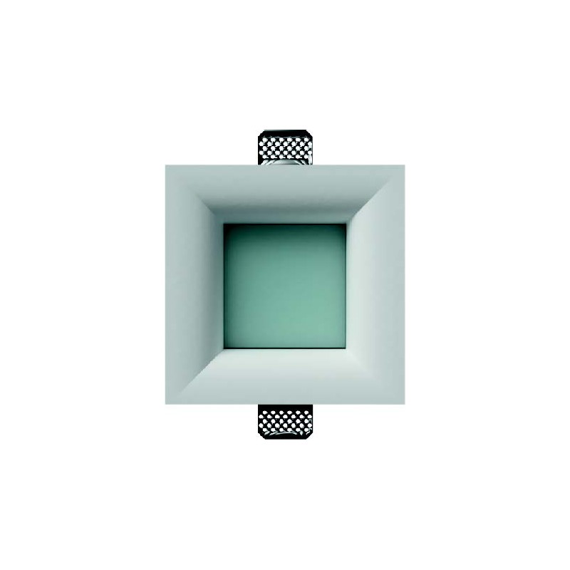 GESSO QUADRATO CON VETRINO AD INCASSO DOTATO DI ALETTE PER IL FISSAGGIO SPESSE 2mm. d170mm h130mm