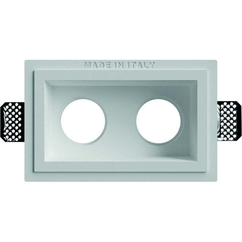 GESSO RETTANGOLARE AD INCASSO,CON FORI QUADRATI PER DUE FARETTI,DOTATO DI ALETTE PER IL FISSAGGIO SPESSE 2mm.120X190X115mm