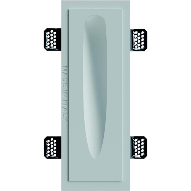 SEGNAPASSI RETTANGOLARE IN GESSO DA INCASSO DOTATA DI ALETTE PER IL FISSAGGIO SPESSE 2mm 240X110X50mm