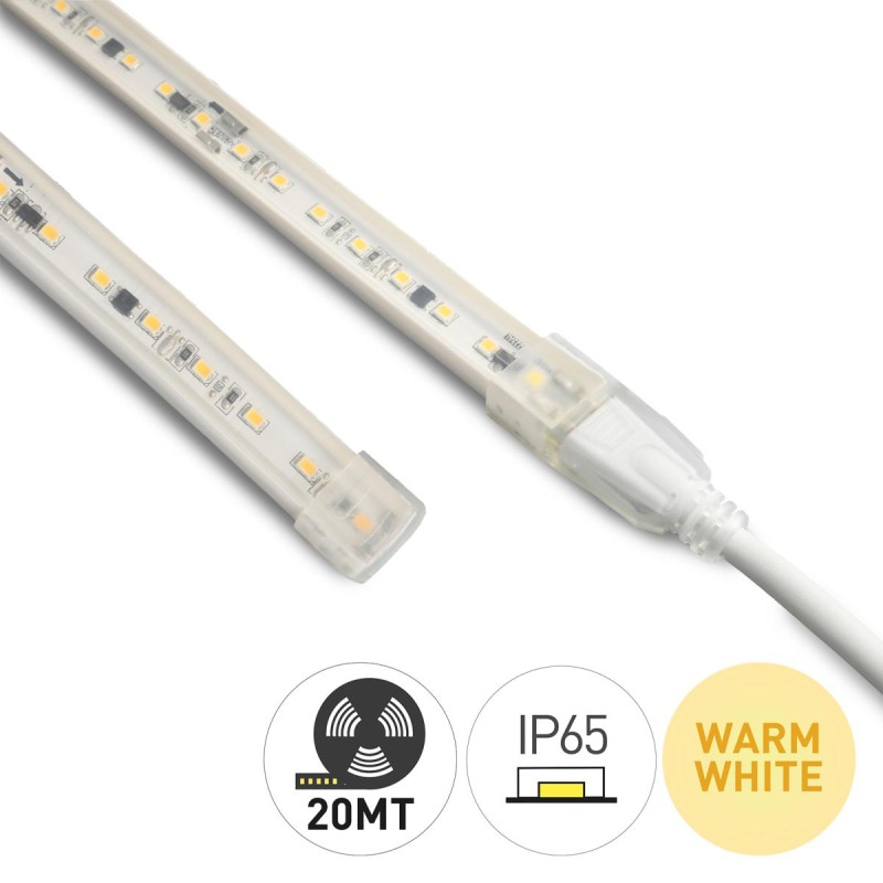 STRIP LED AC 230V 20MT 12W/MT 80LED/MT IP65 3000K
