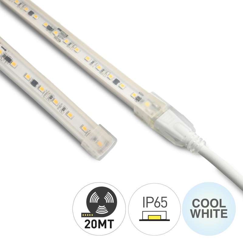 STRIP LED AC 230V 20MT 12W/MT 80LED/MT IP65 6000K